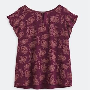 Floral Print Women's Top - burgundy